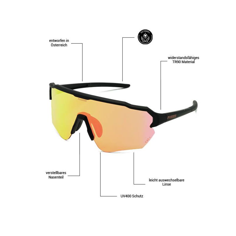 SandgraiphStandard - Phieres - Mtt BLK/Orange Blk R - Technische Sonnenbrille