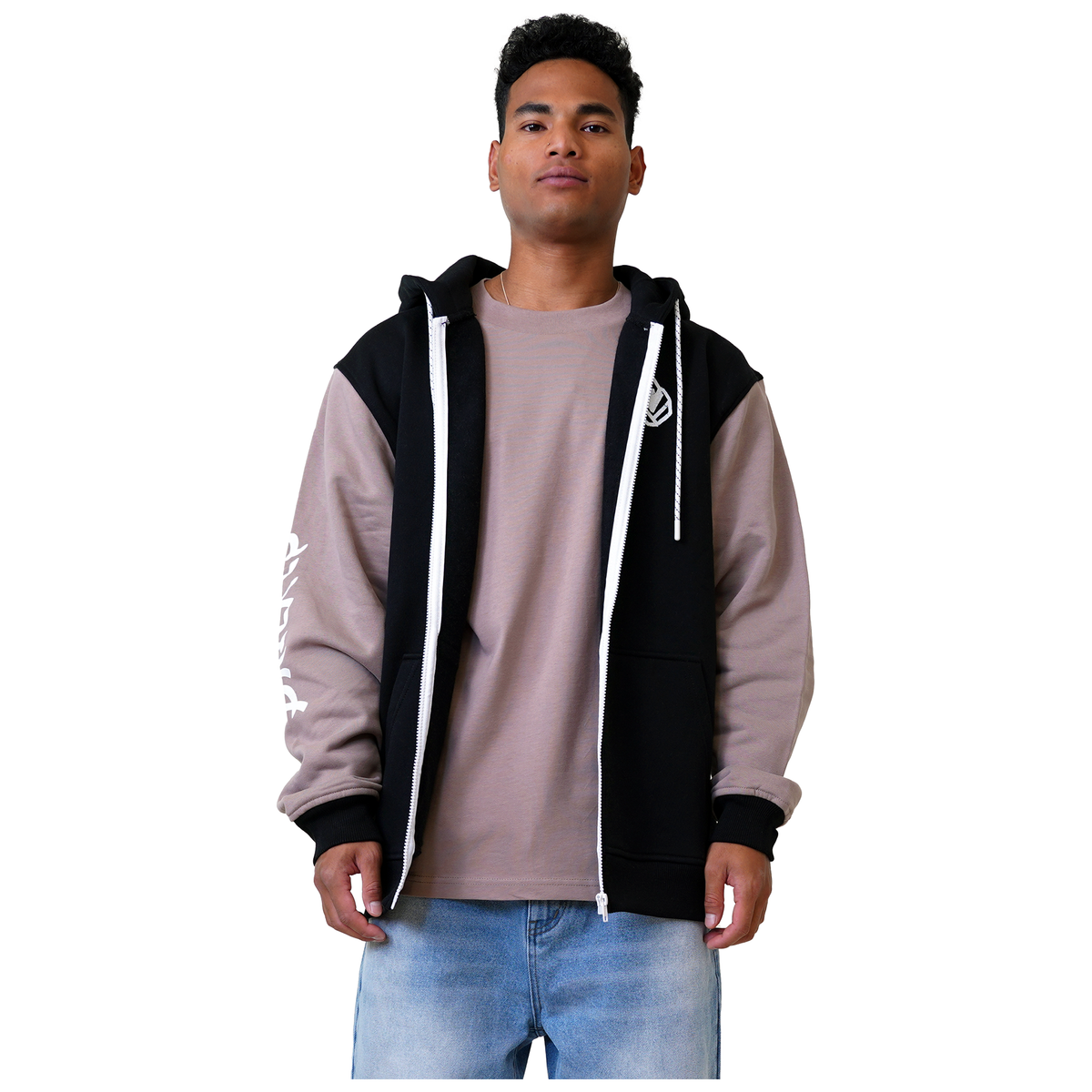 Yaphan Zip Hood - Phieres - Black Taupe - Zip Hoodie