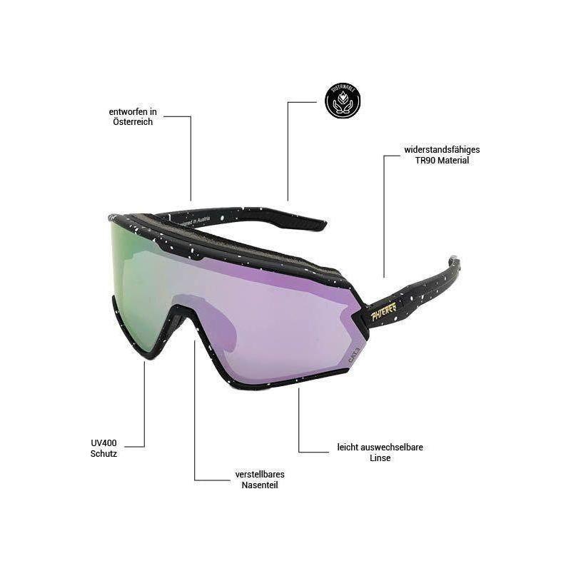 Sharkbiteph Plus - Phieres - Matt Black Splashes/ Gray Lens Full Revo Cherry Pink - Technische Sonnenbrille