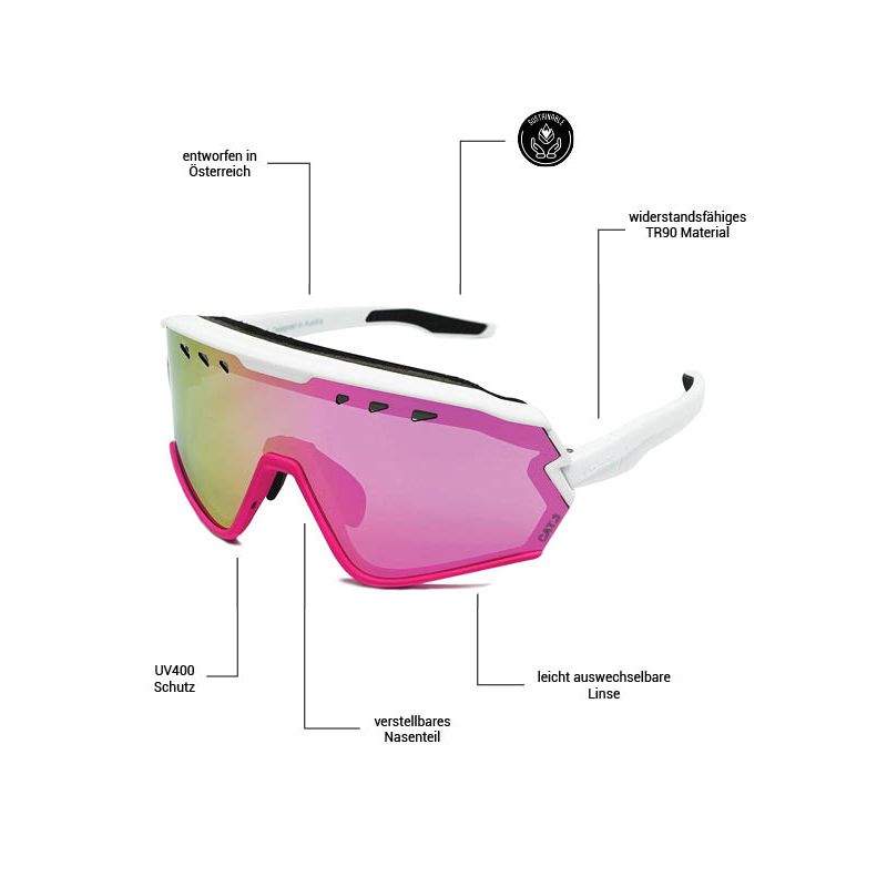Sharkbiteph Origin - Phieres - Matt Wht Pink/Cherry - Technische Sonnenbrille