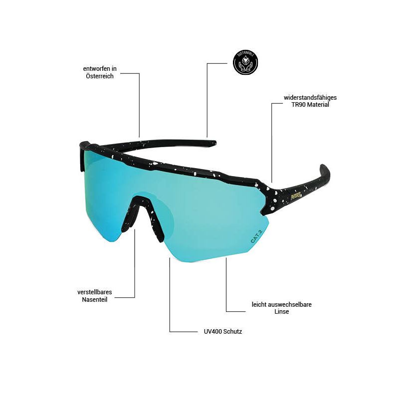 Sandgraiph Ltd - Phieres - Mtt BLK Wht Splatter - Technische Sonnenbrille