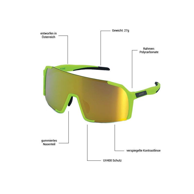 Phingsuit Youth - Phieres - Lime/Gold Mirror - Sportbrille