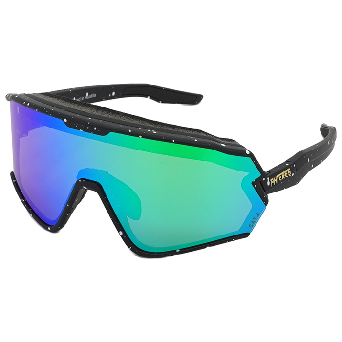 Sharkbiteph Plus - Phieres - Matt Black Splashes/ Pink Lens Full Revo Green - Technische Sonnenbrille