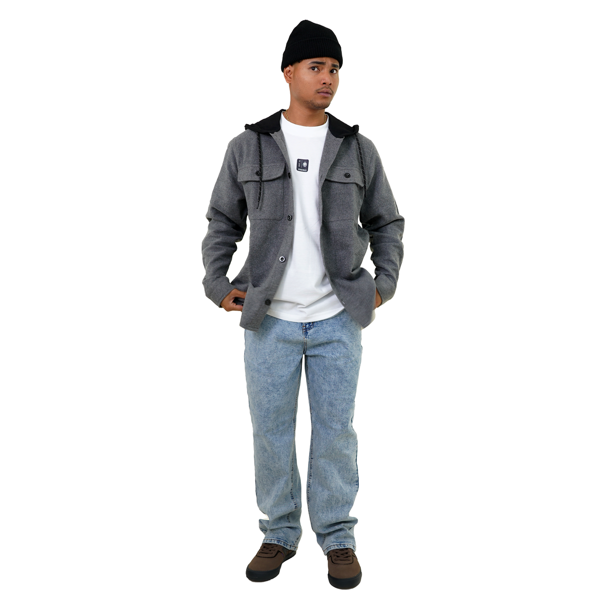 Skulleph Flanell - Phieres - Grey - Langarmhemd